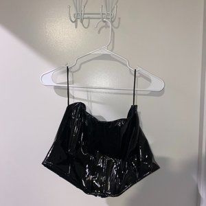 Black leather corset crop top